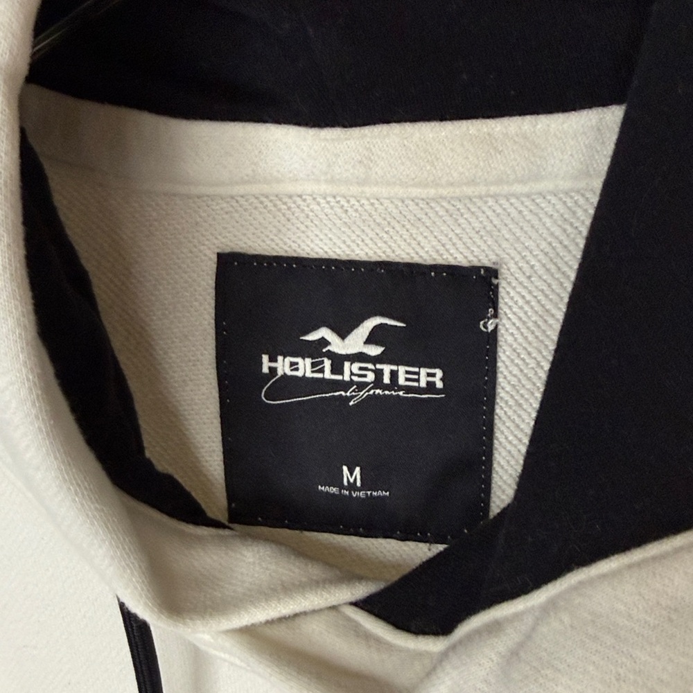 Hollister Men's Logo Pocket Hoodie Sweatshirt - White Black - Medium - Picture 13 of 14
